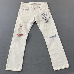 Ralph Lauren Polo Jeans Mens 31x29 White Varick Slim Straight Distressed Denim
